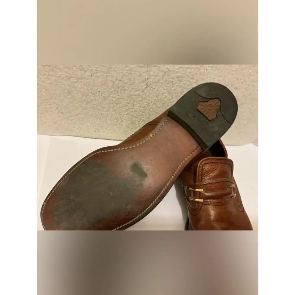 Vintage Mason shoe velvet horse bit Men's Brown Leather Slip-On Dress Shoes 12 B